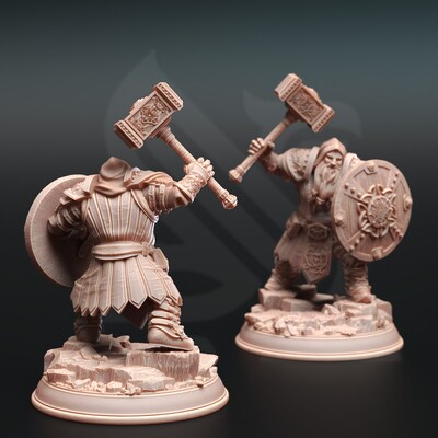 Dwarven Cleric from DM Stash's Adventure Calls set. Total height apx. 107mm. Unpainted resin model - image3